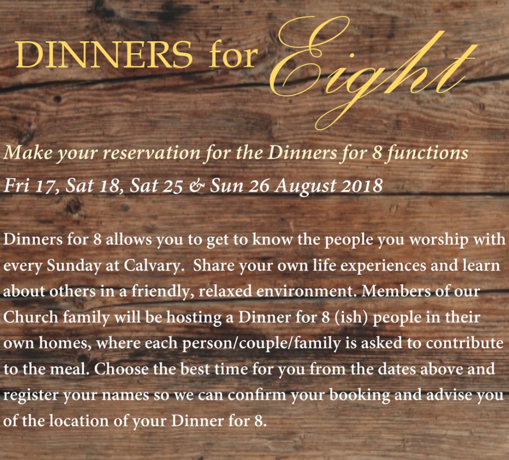 Dinners for eight website Calvary Family Church